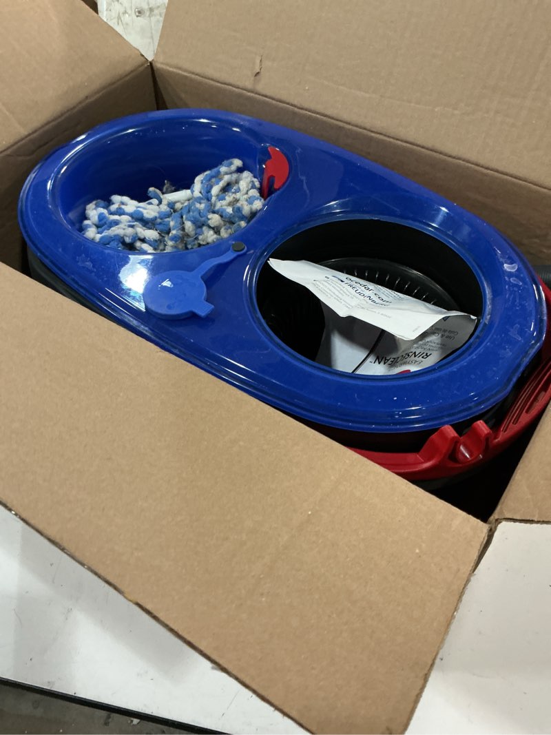 Condition photo showing As Is for o-cedar rinseclean spin mop & bucket system | clean with clean water | removes 99% of bacteria