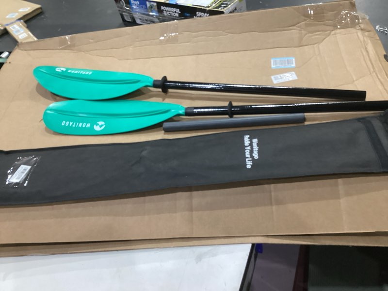 Condition photo showing Good Condition for kayak paddles with fiberglass shaft and reinforced pp blade, floating adjustable kayaking oars, 3 piece, 220-240 cm/86-94 inches, 240-260 cm/94-102 inches teal 220-240 cm/86-94"