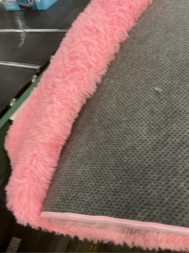 Condition photo showing As Is for Zentavio Pink Rugs for Girls Room  6X8 Area Rugs for Living Room Small Carpet for Bedroom Cute Washable Soft Fluffy Shag Aesthetic Plush High Pile Throw Rug for Nursery Kids Room Dorm Room Pink 3' x 5' (Rectangular)