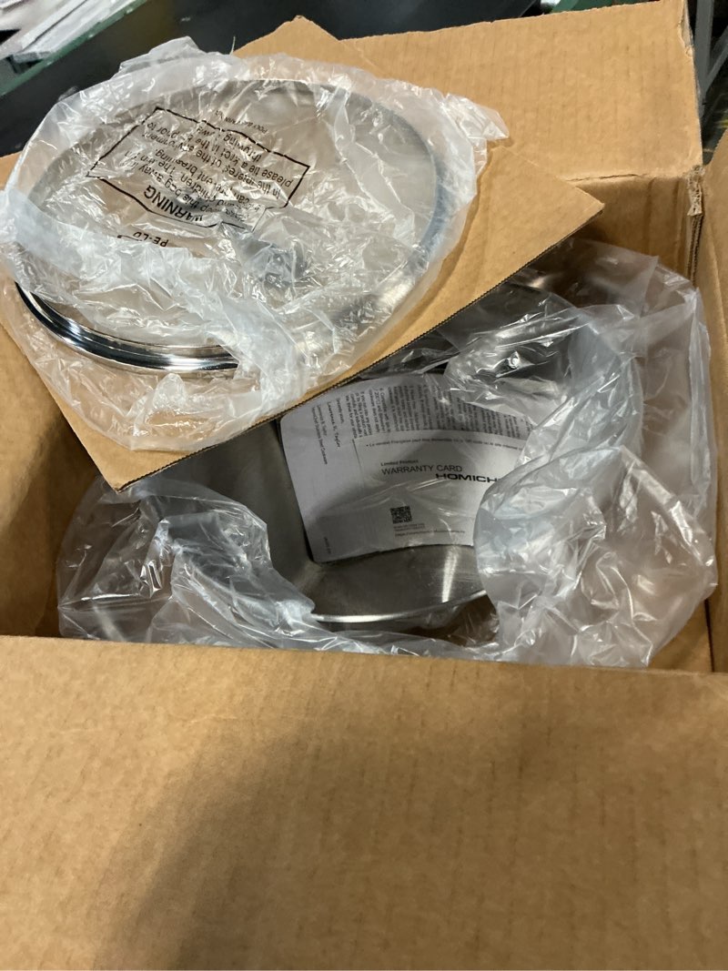 Condition photo showing Good Condition for homichef 10 quart stock pot with glass lid - nickel free stainless steel 10 qt pots with handle - mirror polished stockpot 10 quart - induction cooking pots with lid - healthy soup pot shiny silver - mirror polished stainless steel 10 quarts