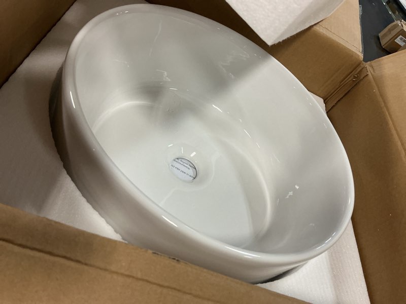 Condition photo showing Good Condition for enbol round bathroom vessel sink 16x16 inch white circle above counter porcelain ceramic bathroom sink -ecv1616-1 16.1" x 16.1"