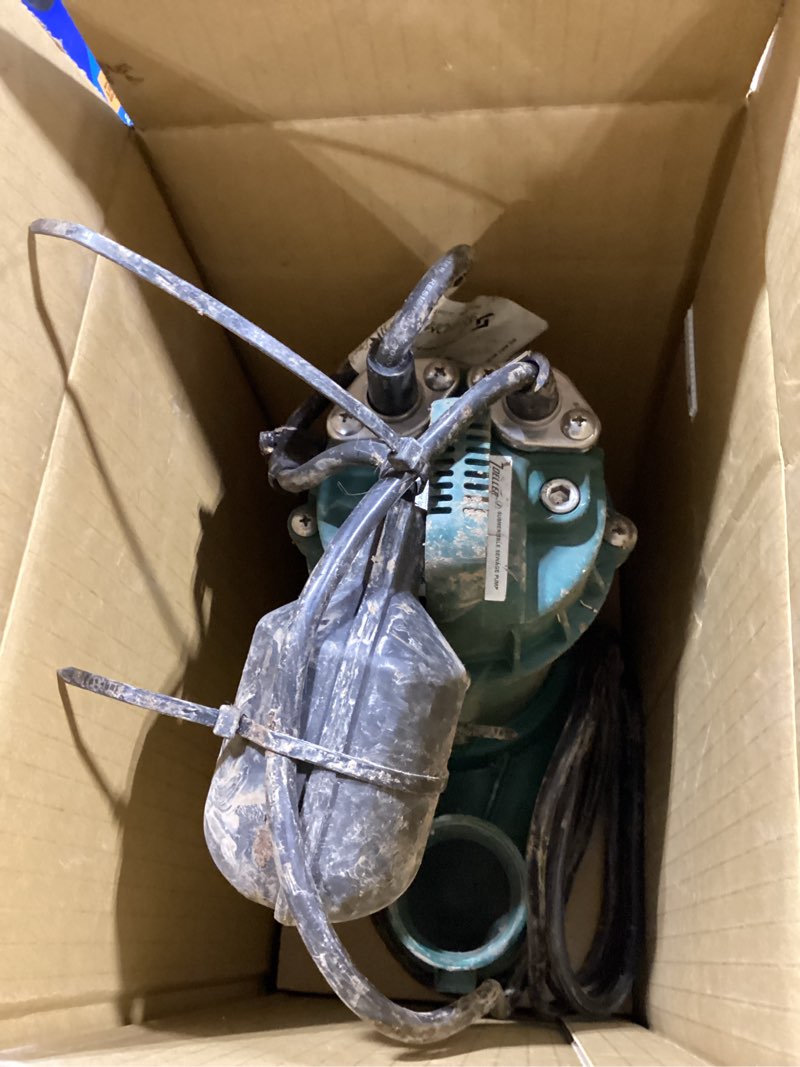 Condition photo showing As Is for zoeller 1/3-hp 115 -volt 88-gallon cast iron sewage sump pump