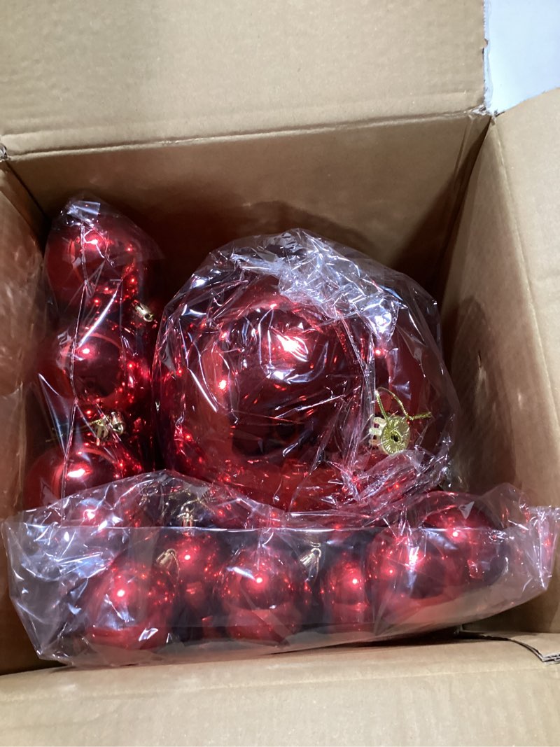 Condition photo showing Good Condition for Marsui 24 Pcs Giant Christmas Balls Ornaments Extra Large Outdoor Black Christmas Ornament 8'' 6'' 3'' 2'' Large Xmas Balls Bulk Plastic Shatterproof for Xmas Tree Lawn Yard Porch (Frosted and Shiny) Frosted and Shiny Black