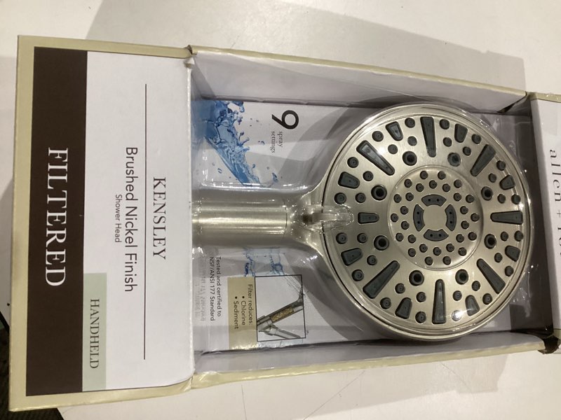 Condition photo showing Good Condition for allen + roth kensley 9 -spray brushed nickel 5.9-in round filtered handheld shower head 1.8 gpm