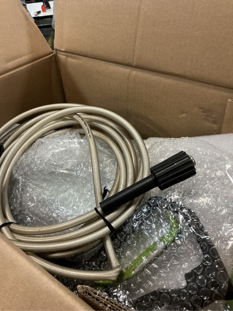 Condition photo showing As Is for greenworks 2100 psi (sgs certified) 1.2 gpm 13amp compact electric pressure washer telescoping handle power washer for cars, driveways, patios, patio furniture & around pools pressure washer 2100 psi (new)