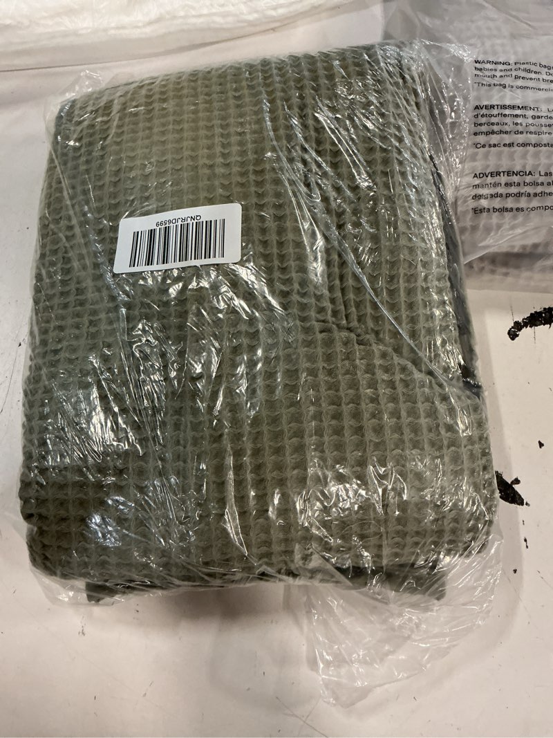 Condition photo showing Good Condition for organic waffle bed blanket, sage twin