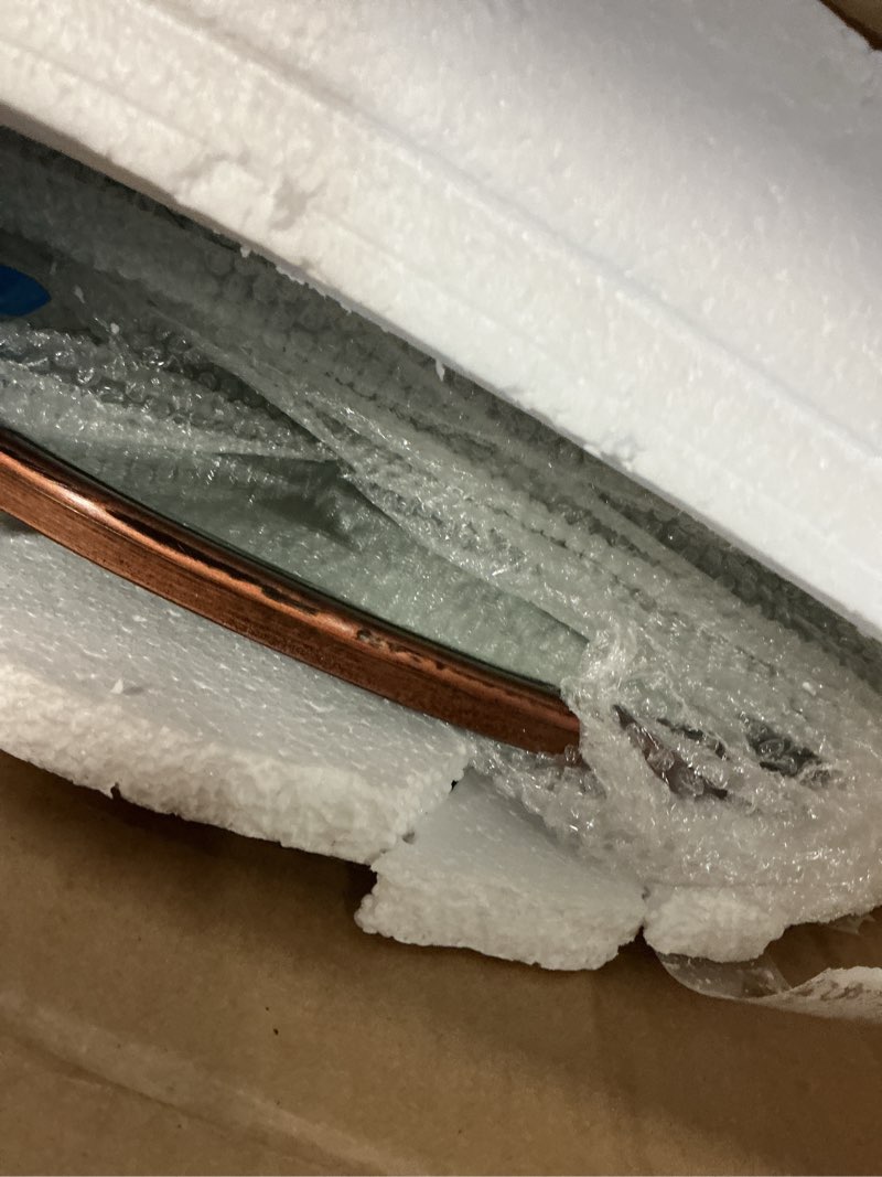 Condition photo showing Good Condition for Round Wood Frame Mirror 28 Inch, Brown Wall Circle Mirror for Bathroom, Nursery, and Wall Decor - Large Brown 28"L x 28"W