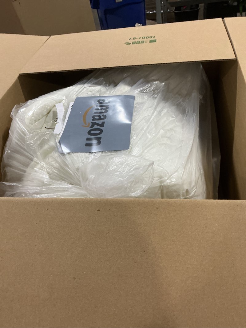 Condition photo showing As Is for Amazon Basics Soft White Down Alternative Comforter and Duvet Insert with Corner Tabs, Cozy and Heavy, King Size, Warm King Warm