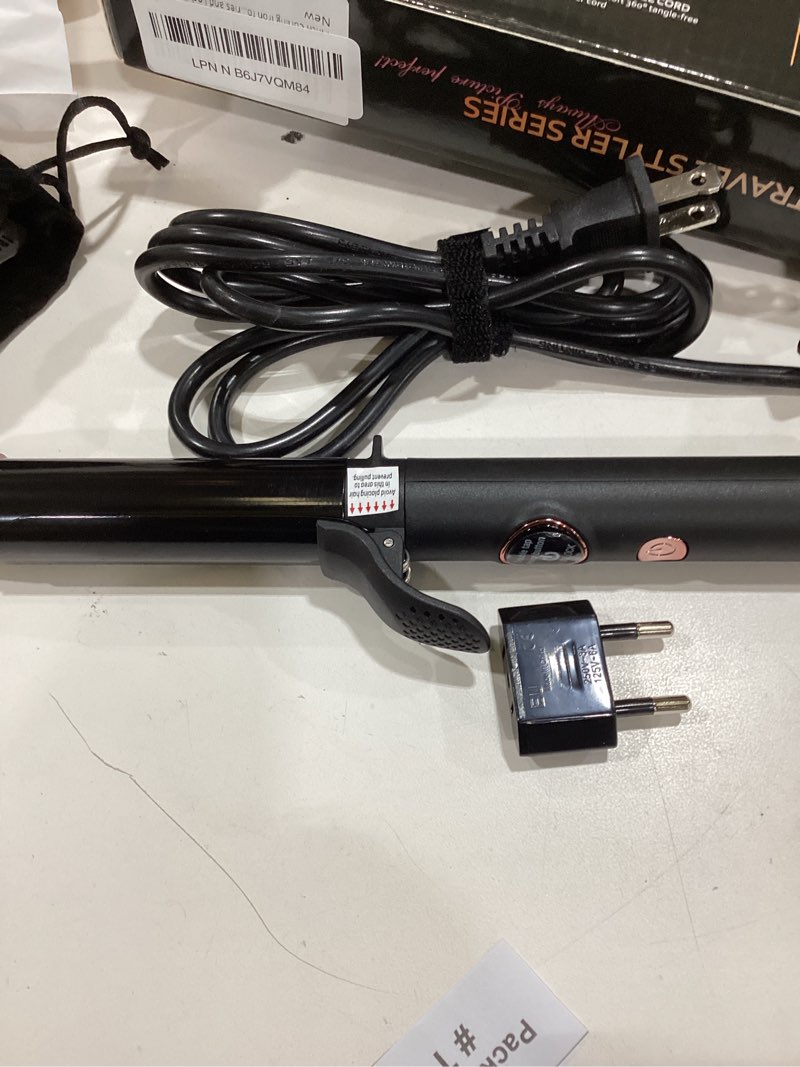 Condition photo showing Good Condition for 1 Inch Mini Travel Curling Iron, 100-240V Travel Dual Voltage Curling Iron for Short Hair with 5 Heat Settings, Small Curling Wand with Temperature Memories and Lock, Rose Gold