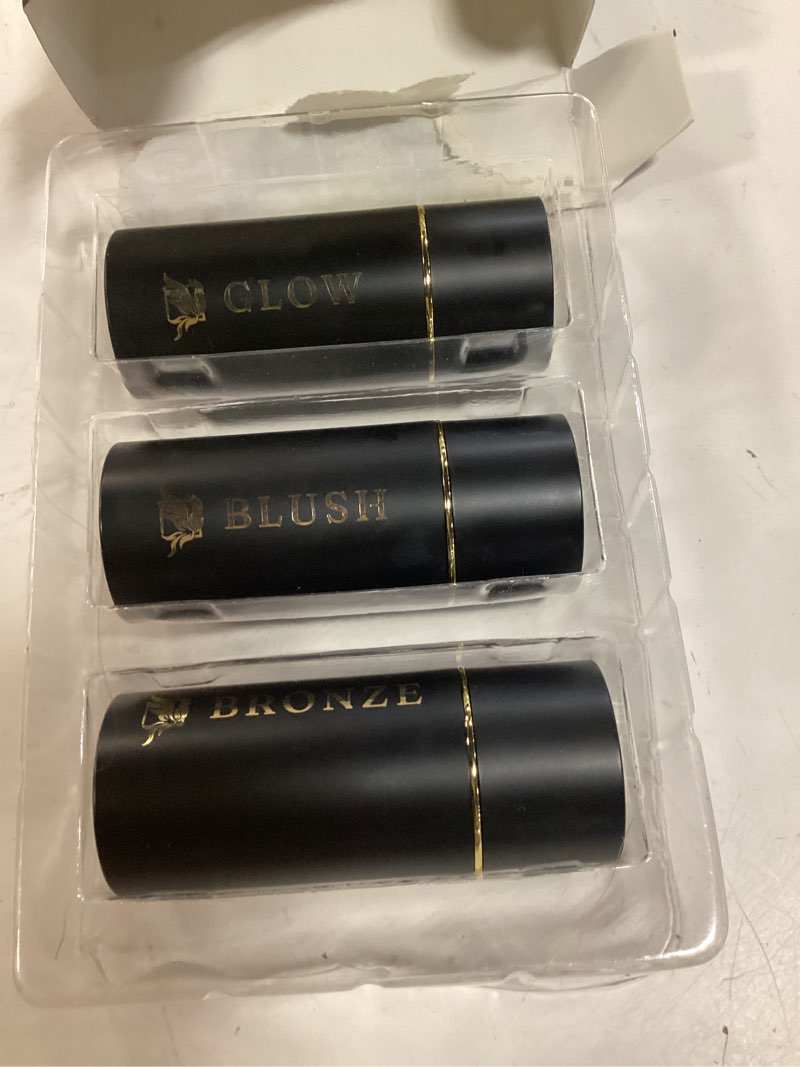 Condition photo showing New/Like New for cream contour stick set – blush, bronzer & highlighter trio | hydrating, buildable, high-pigment makeup with shea butter & vitamin e | phoenix beauty gift set (enchanted) enchanted regular trio