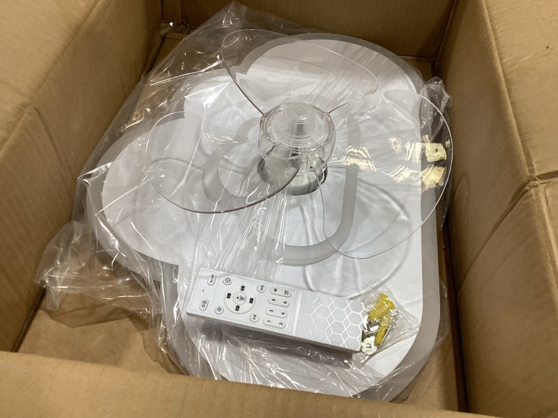 Condition photo showing As Is for low profile ceiling fans with lights and remote 19.68in white cloud bedroom fans ceiling with light