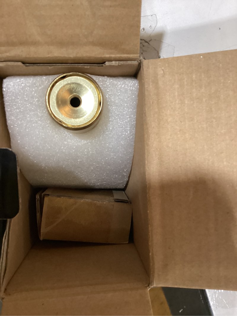 Condition photo showing New/Like New for 1-1/8 inch diameter brushed gold curtain rod with bird design finials, 36-72'' telescoping single curtain rods for window width 24-68 inch, 1 pack gold 36-72''