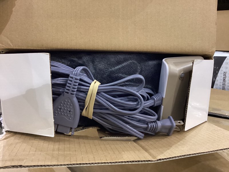 Condition photo showing As Is for Sealy Heated Electric Blanket Full Size, Flannel Electric Blanket with 10 Heating Levels & 1-12 Hours Auto Shut Off, Fast Heating Warming Blanket, Machine Washable, Grey, 80 x 84 Inch Dark Grey Full Size 80" x 84"