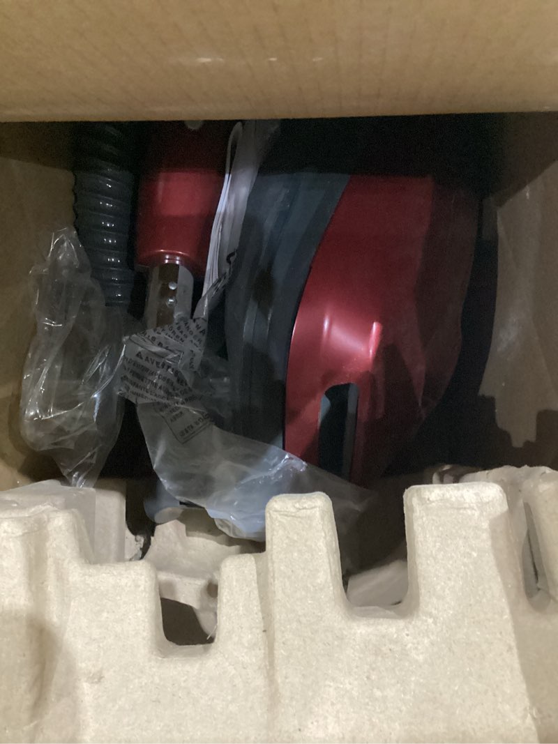 Condition photo showing As Is for kenmore 81414 400 series vacuum cleaner- canister - bagged - red