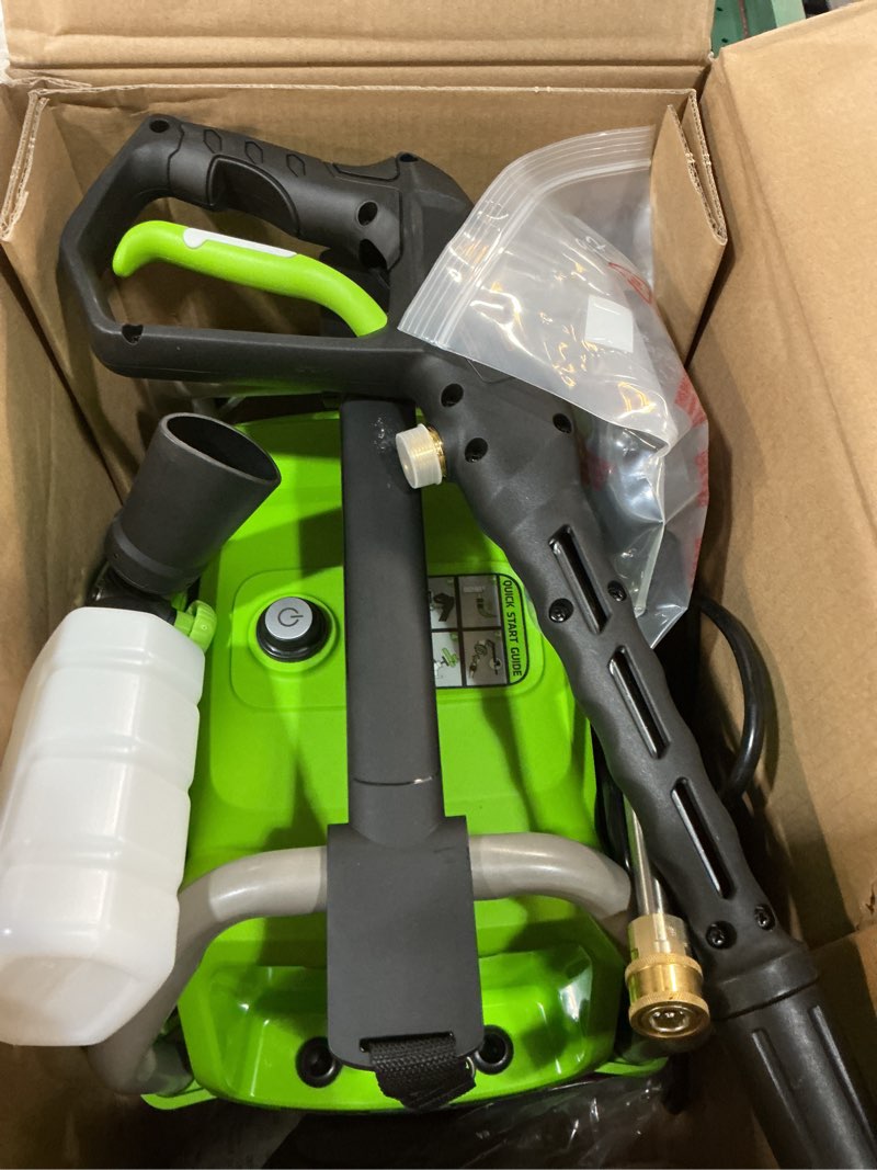 Condition photo showing Good Condition for greenworks 2100 psi (sgs certified) 1.2 gpm 13amp compact electric pressure washer telescoping handle power washer for cars, driveways, patios, patio furniture & around pools pressure washer 2100 psi (new)