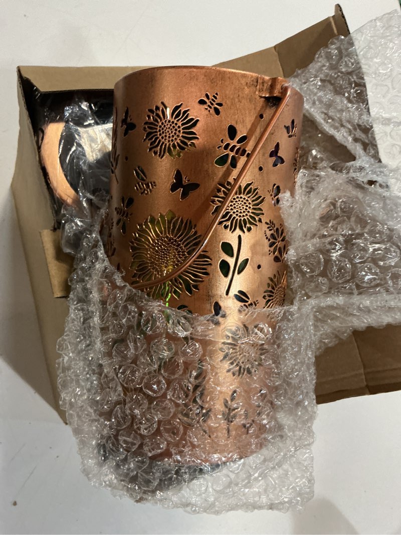 Condition photo showing Good Condition for 2pack colorful solar lanterns outdoor waterproof, garden decor gifts for women mom grandma - led sunflower and butterfly solar powered lights metal hanging lantern for outside garden patio yard porch 2 pack sunflower & butterfly