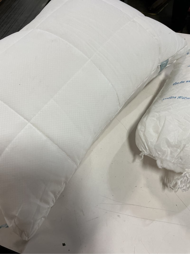Condition photo showing Good Condition for Nuzzle Cooling Adjustable Pillow for Side Sleepers, Luxury Standard Size Bed Pillow Hotel Collection - Best Adjust Height Soft Firm Pillow for Back, Stomach or Side Sleepers - Home Gifts Standard SIze (Set of 1) White