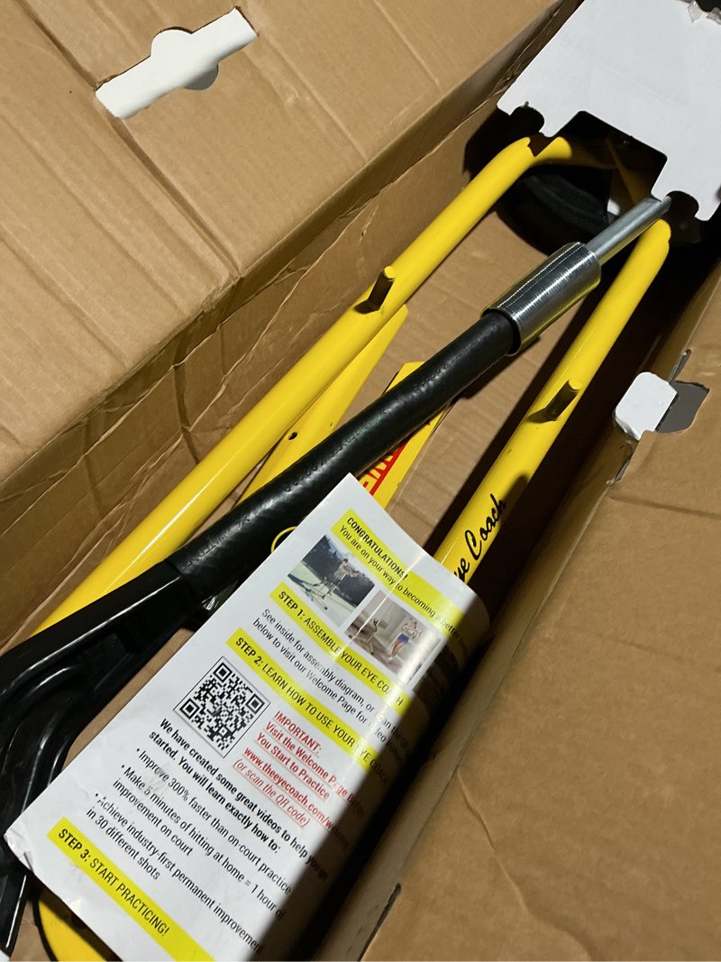 Condition photo showing As Is for BILLIE JEAN KING'S Eye Coach Tennis Training Aid - Practice on a Moving Ball in Your Own Home, No Court Needed, No Ball Pickup - Junior, Pro, and Family Models, for Kids, Adults Pro (Player height 4'2" and Above)