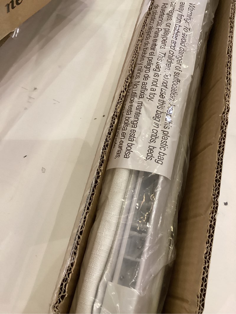Condition photo showing As Is for LazBlinds No Tools No Drill TDBU Cordless Roman Shades for Window, Thermal Insulated UV Blocking, 100% Blackout Fabric Blinds for Bedroom & Living Room, 31" W x 64" H, Blackout - White Blackout - White 31"W x 64"H