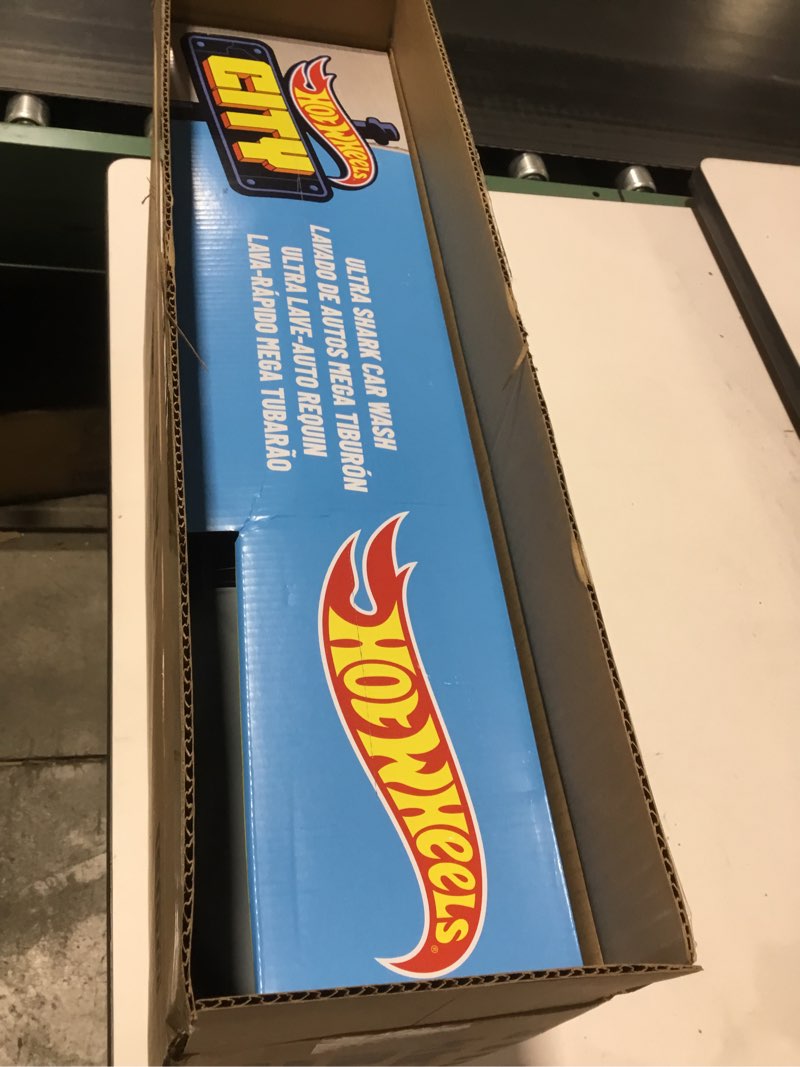 Condition photo showing New/Like New for Hot Wheels City Track Set, Ultra Shark Car Wash with 1:64 Scale Color Reveal Toy Vehicle, Repeat Color-Change Feature, Storage