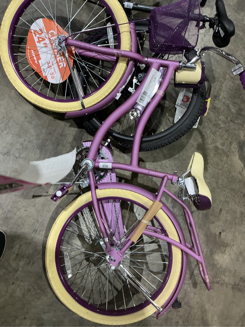 Condition photo showing As Is for huffy 24" nel lusso girls' cruiser bike, purple satin, age 12+ years