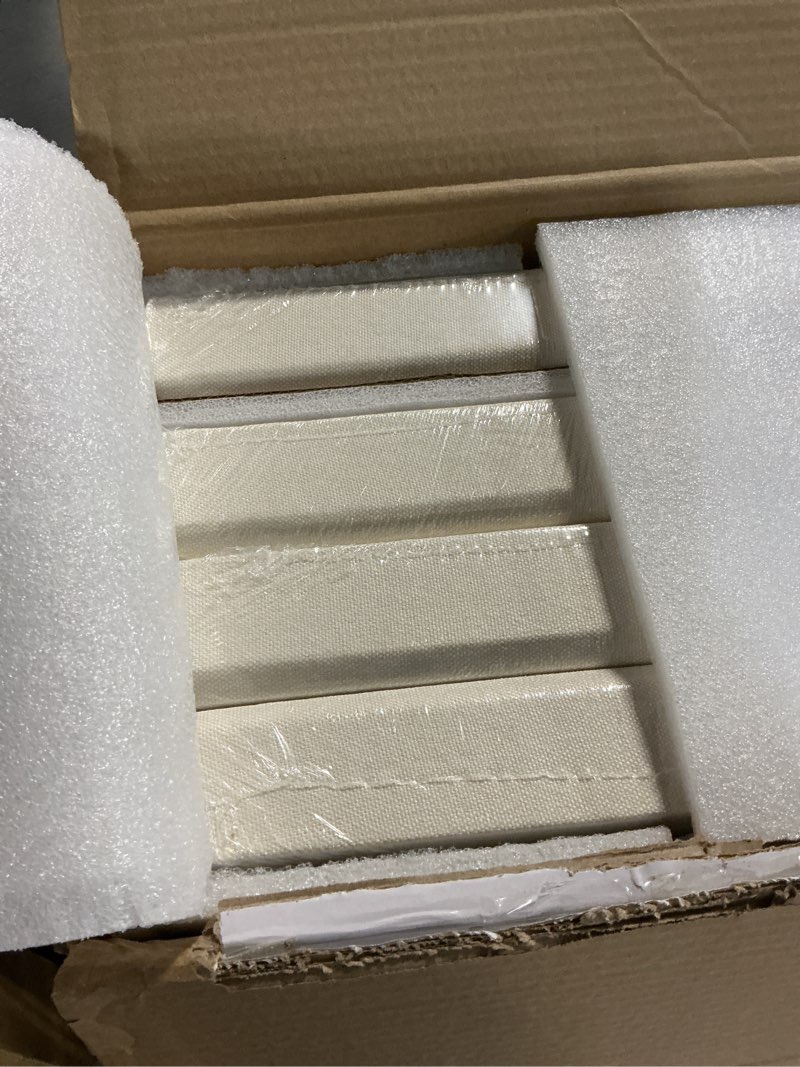 Condition photo showing New/Like New for UMIACOUSTICS 4 PCS Acoustic Wall Panels, 2“ Thick 23.6" x 11.8" Fiberglass Recording Studio Acoustical Treatments Panels, Sound Absorbing Panels for Studios, Office, Home Theater. Beige