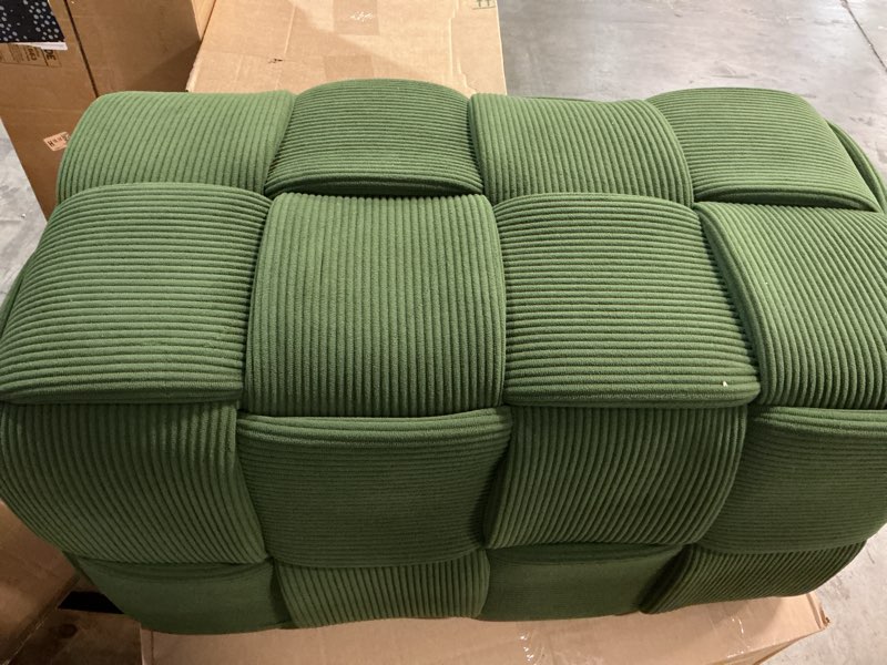 Condition photo showing Good Condition for ottoman foot rest soft and comfortable ottoman square corduroy woven design sofa stool (green-l)