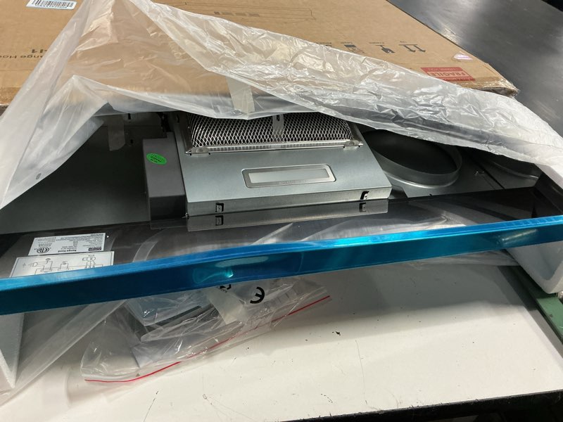 Condition photo showing Good Condition for range hood 30 inch under cabinet, stainless steel kitchen vent hood 280cfm, built-in kitchen stove hood w/rocker button control, ducted/ductless convertible duct, 2 speeds fan, bright led light 30 inch stainless steel