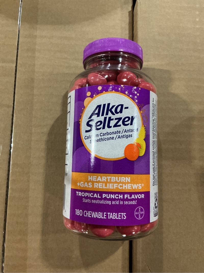 Condition photo showing New/Like New for ((EXP:04/2026))Alka-Seltzer Heartburn + Gas ReliefChews, Antacid + Antigas Chews for Fast Heartburn Relief, Gas, and Acid Indigestion Relief On the Go, 180 Ct