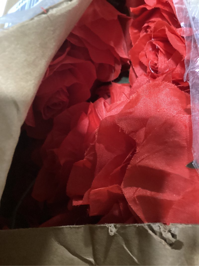 Condition photo showing As Is for 4 Pcs Red Artificial Rose Vine Hanging Faux Flowers Garland for Wedding Anniversary Birthday Party Background Arch Garden Home Wall Room Decor Red 4