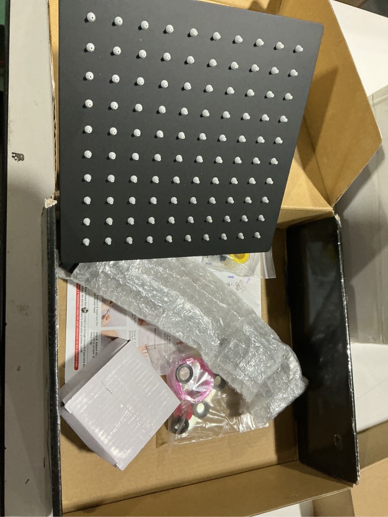 Condition photo showing As Is for Shower Head Combo, 8 Inch High Pressure Rain with 11 Inch Adjustable Extension Arm and 5 Settings Handheld, Powerful Spray Against Low Water Pressure- Matte Black 8" Showerhead Set Matte Black