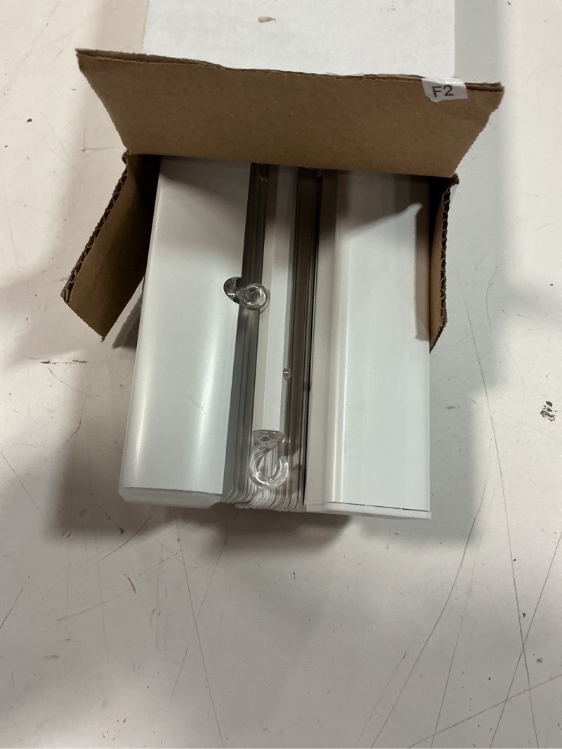 Condition photo showing As Is for project source light filtering 1-in slat width 31-in x 64-in cordless white vinyl light filtering mini-blinds