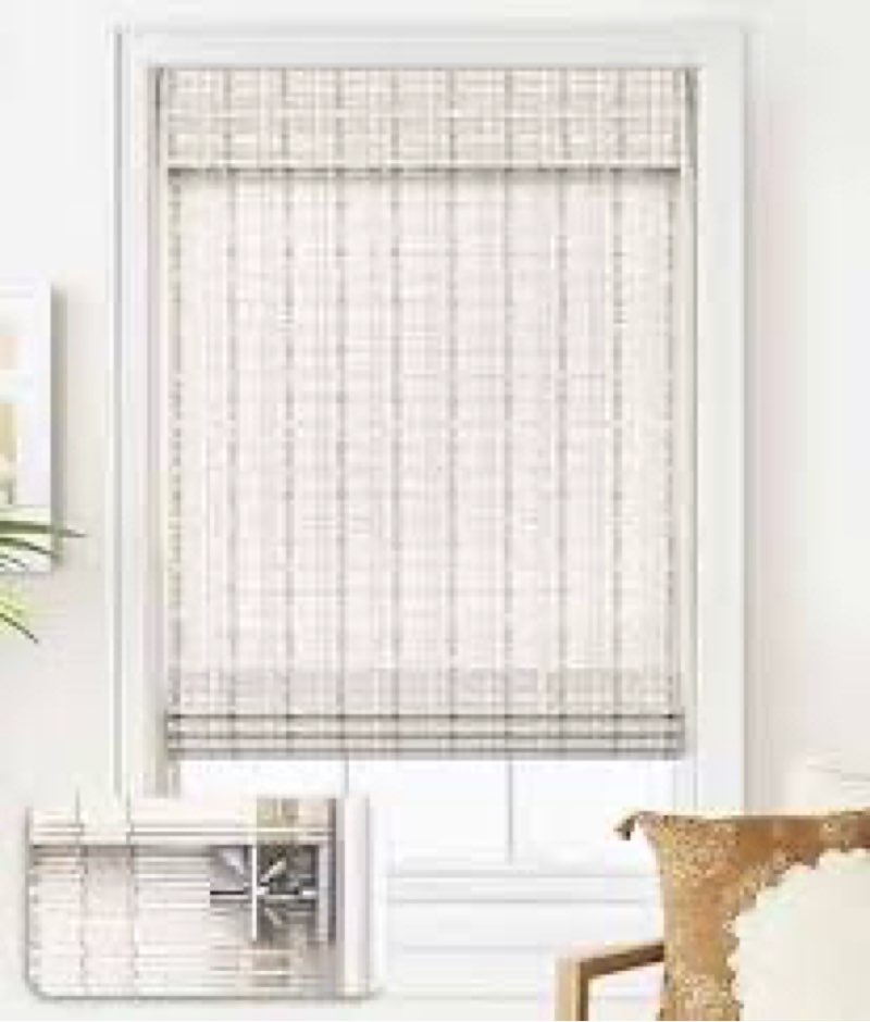 LazBlinds No Tools No Drill Bamboo Roller Shades, Cordless Bamboo Blinds, Light Filtering Roll Up Bl