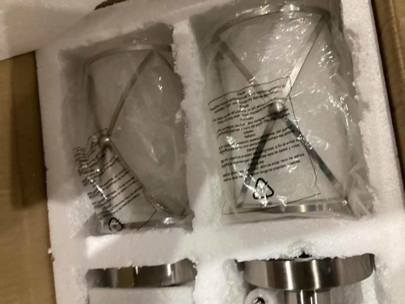 Condition photo showing As Is for Brushed Nickel Pendant Lights Kitchen Island 2 Pack, Mini Glass Pendant Light Fixtures with Clear Glass, Modern Hanging Lighting for Kitchen Sink Dining Room Bathroom, CH9176BN-2PK Nickel, Clear Glass 1-Light, Pendant, 2 PACK