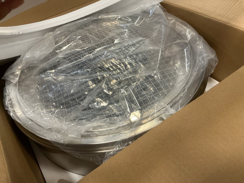 Condition photo showing Good Condition for 20 Inch Smokeless Fire Pit, Outdoor Double-Wall Airflow Stainless Steel Firepit with Grill Rack & Ash Pan, 360° Airflow Bonfire Stove Design, Efficient Wood Burning, Portable for Camping & Gatherings Silver 20''