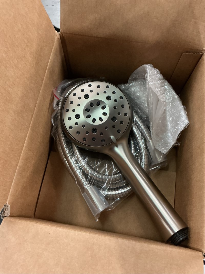 Condition photo showing As Is for claro 3-spray dual wall mount fixed and handheld shower head 1.75 gpm in vibrant brushed nickel