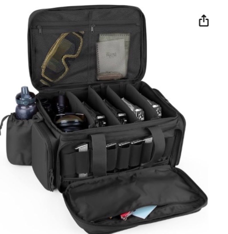 DSLEAF Tactical Pistol Range Bag for 5 Handguns, Shooting Gun Range Duffle Bag with 9X Magazine Slots for Hunting and Range Outdoor Activities