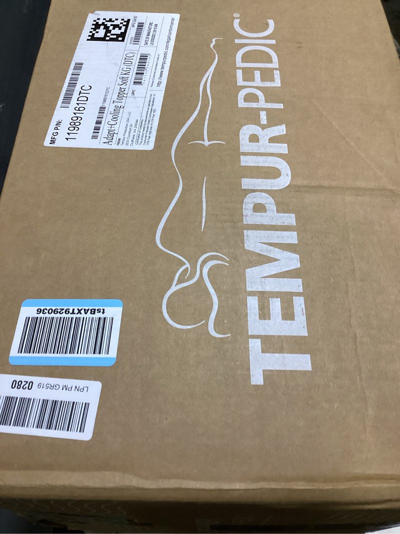 Condition photo showing Good Condition for tempur-pedic tempur-adapt + cooling 3-inch king mattress topper medium luxury premium foam, washable cover, medium cooling topper,white king 3" + cooling