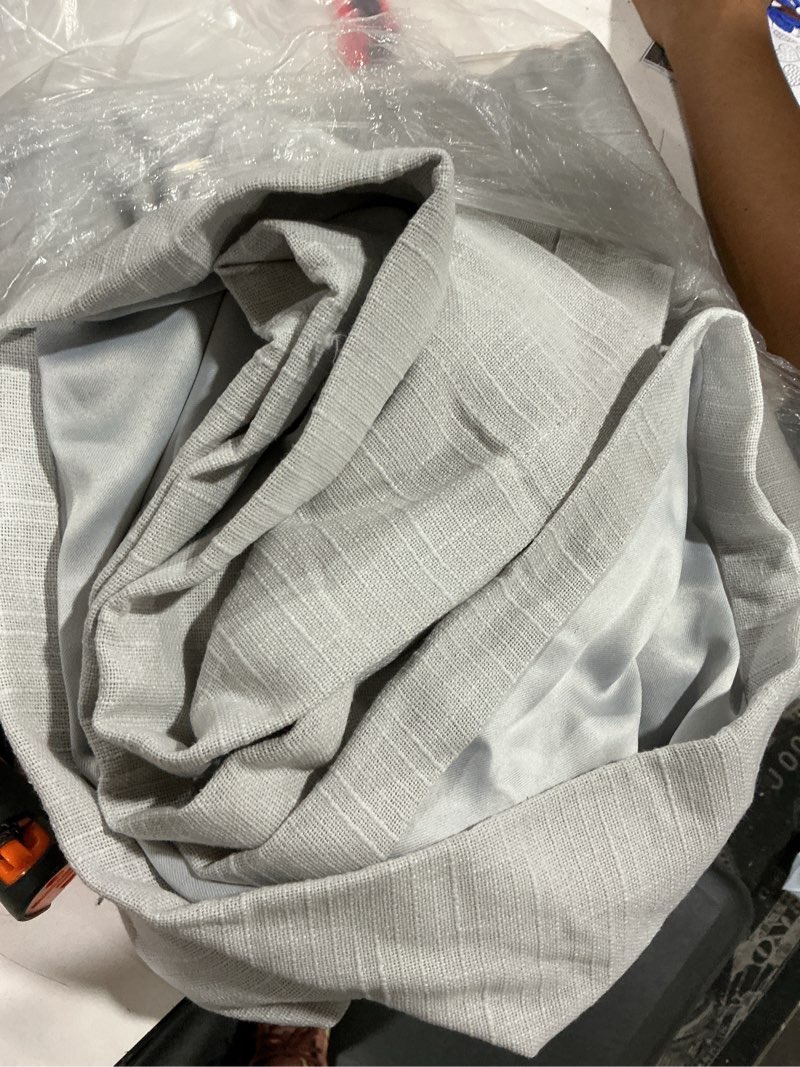 Condition photo showing As Is for cotton slub room darkening curtain