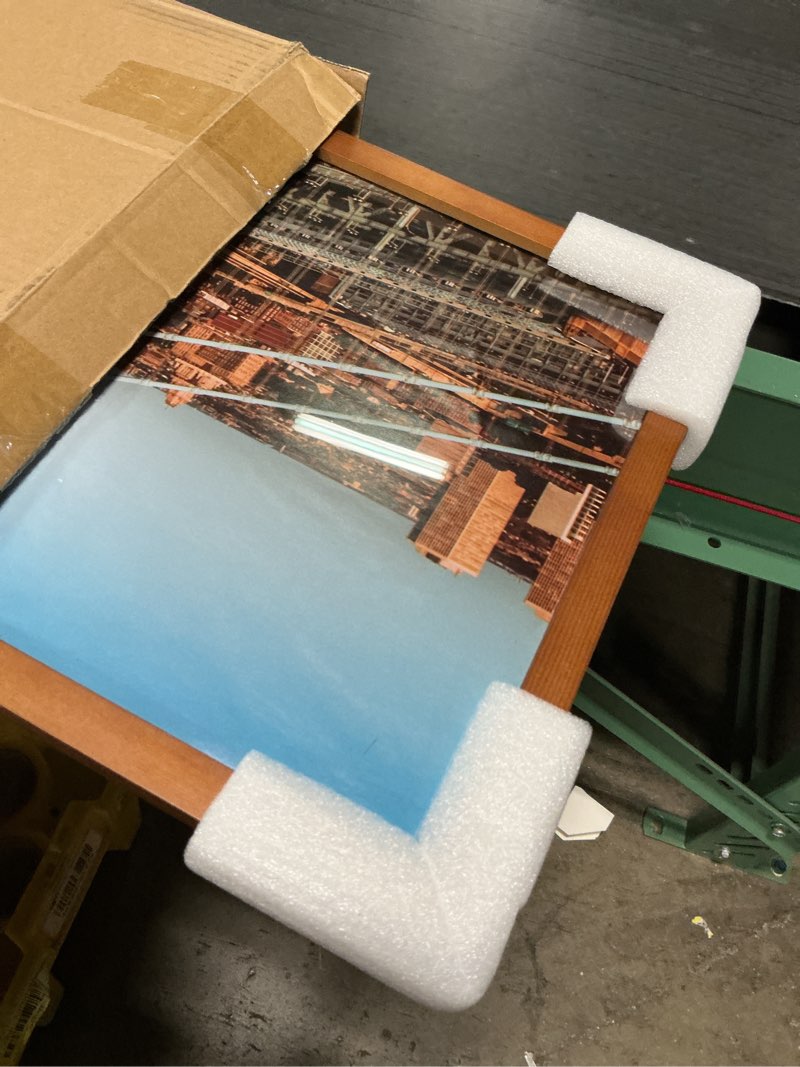Condition photo showing As Is for 12x36 poster frame, 12x36 panoramic picture frame, solid wood poster frame-horizontal and vertical wall hanging for home, exhibition, caffe(brown) 12x36 brown