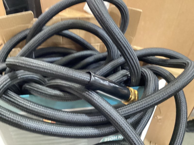 Condition photo showing As Is for itsonestep garden hose 100ft, 3/4ght non-expanding water hose lightweight, flexible garden hose with 10 function nozzle, kink-free, sturdy, high-pressure, abrasion resistant hoses for yard, garden black 100ft