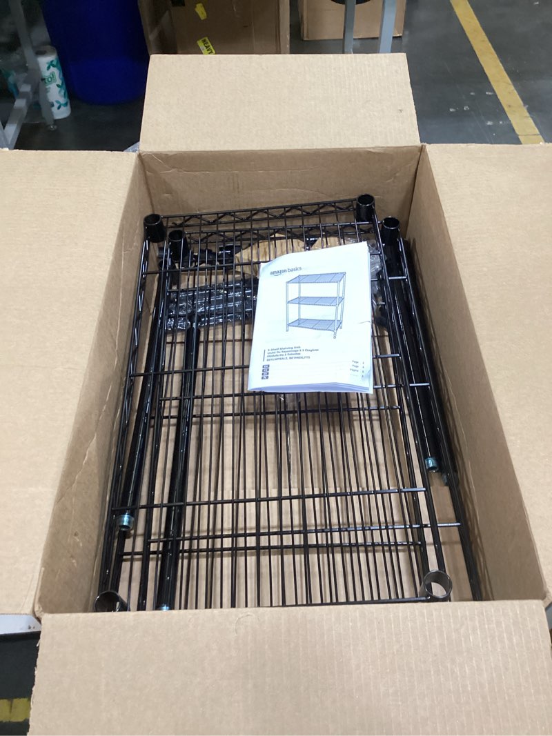 Condition photo showing Good Condition for amazon basics 3-shelf adjustable heavy duty steel wire rack storage shelving organizer for kitchen, garage, 23.2" l x 13.4" w x 30" h, chrome 3-shelf narrow chrome