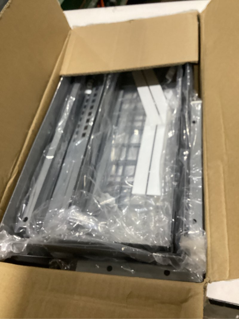 Condition photo showing New/Like New for 2 pack 19in depth under sink storage organizer, large 2-tier elegant mesh pull out shelf for kitchen and bathroom cabinet organization, l-shaped and adjustable height design-gun gray 2 pack-19"dx11.4"-16.14"h gun gray