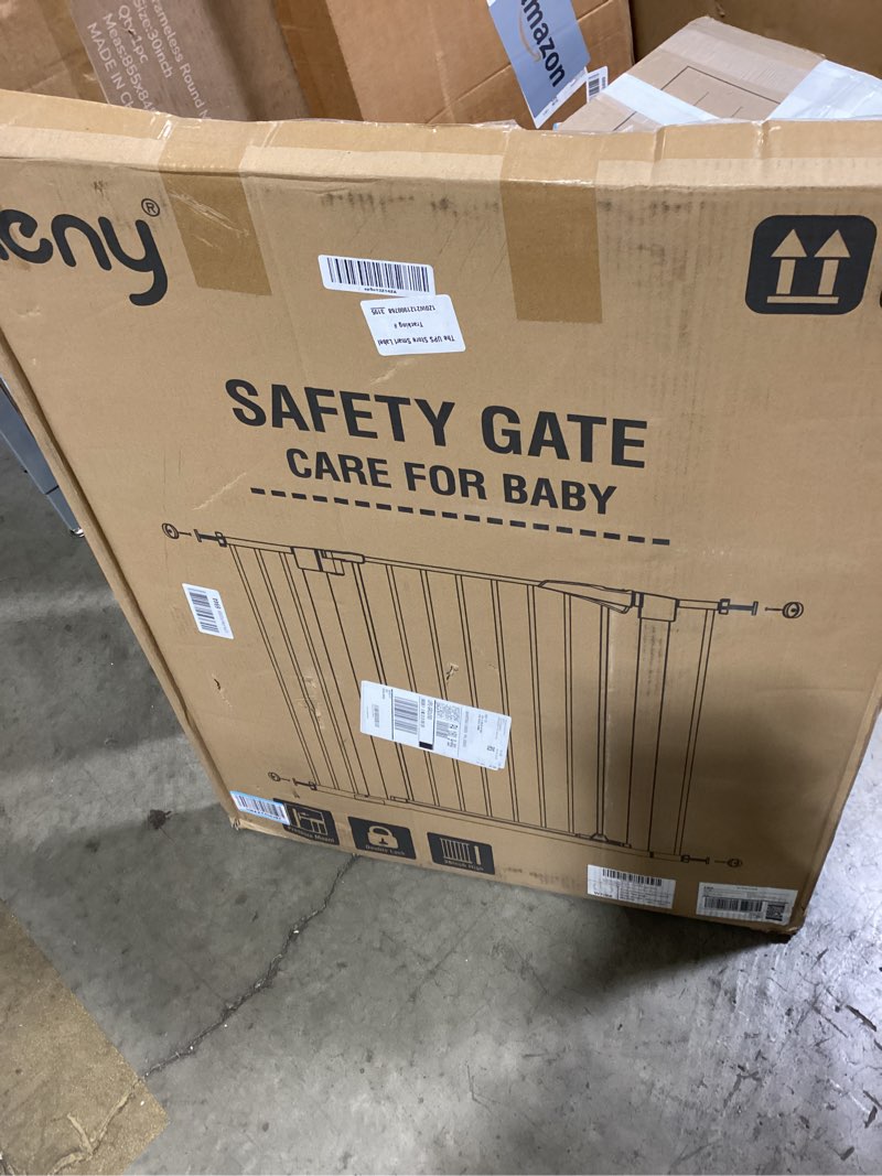 Condition photo showing As Is for keny 36" extra tall baby gate for doorways, fits openings 29.7" to 46" wide, auto close pressured mounted dog gate for stairs, no drilling easy install pet gate, white white 29.7-46"wide,36"tall