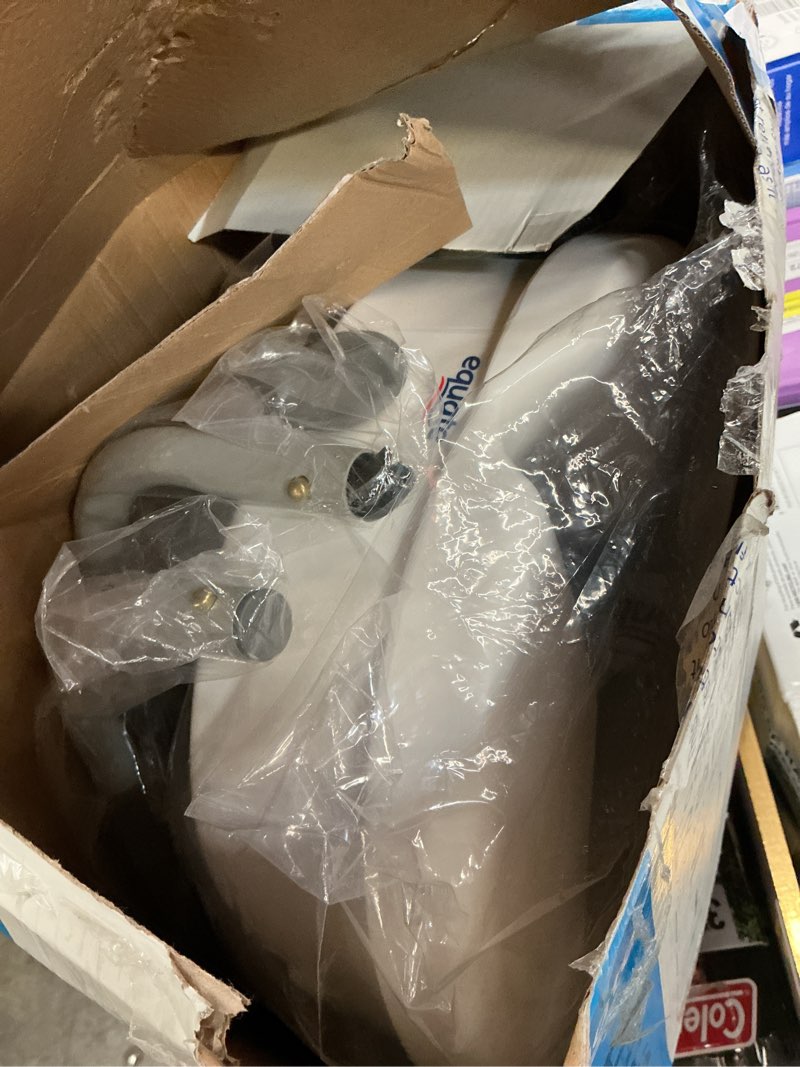 Condition photo showing As Is for equate 5" raised toilet seat with adjustable handles and lock, white, 350 lb weight capacity