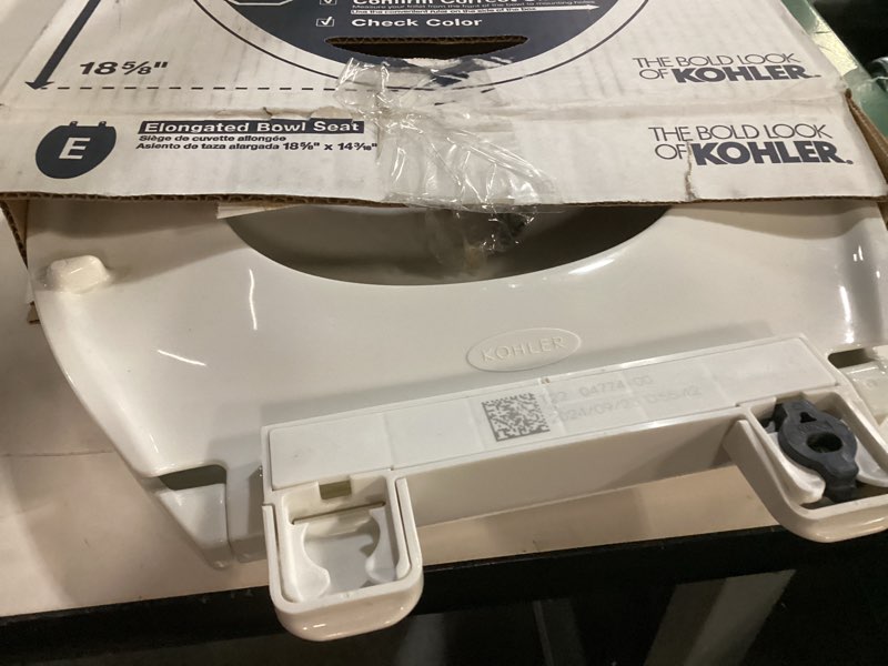Condition photo showing As Is for Kohler K-4636-Rl Cachet Elongated Closed-Front Toilet Seat - White