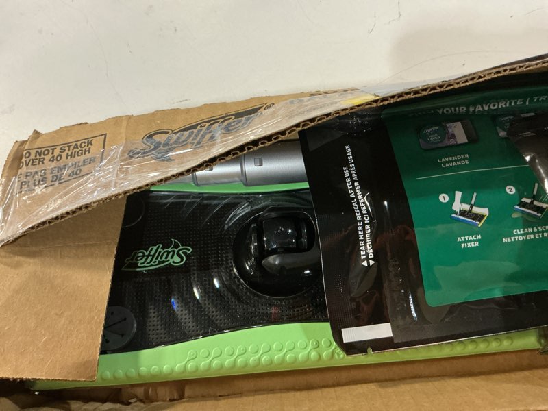 Condition photo showing As Is for Swiffer Sweep & Mop Deluxe 2-in-1 Multi-Surface Kit for Floor Cleaning, Includes 1 Sweeper Device, 5 Dry Sweeping + 6 Wet Mopping Heavy Duty Cloths, Black Deluxe Starter Kit