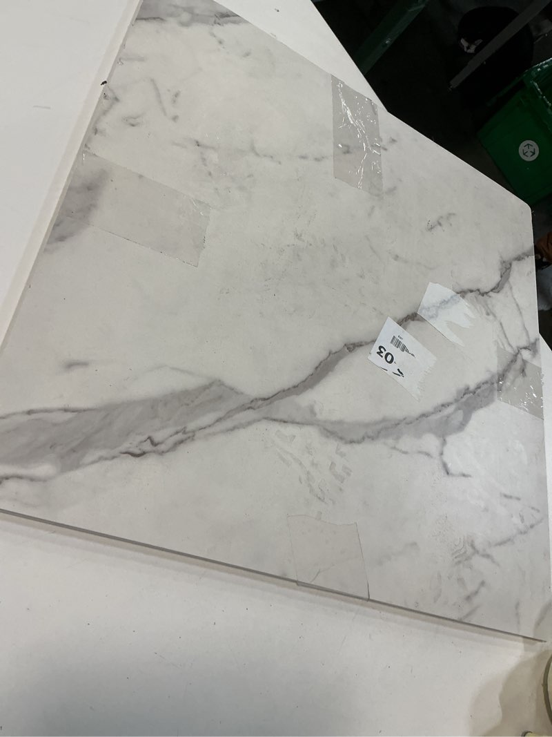 Condition photo showing As Is for BEIYANG 2 Marble 24x24 Inch Photography Backdrop Boards with 2 PCS Bracket for Flat Lay or Food Photography Background Marble and White Backdrop Photo Table Backdrop