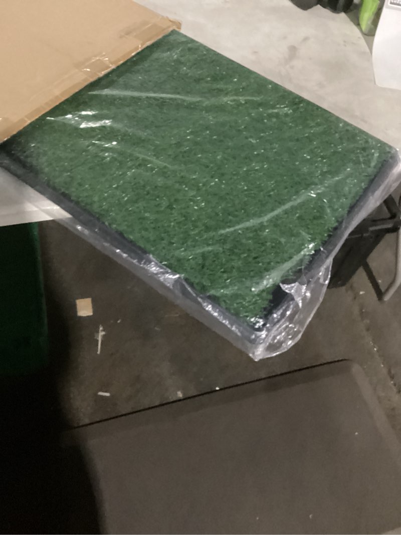 Condition photo showing Good Condition for artificial grass puppy pee pad for dogs and small pets - 20x30 inch, reusable 3-layer turf pads for dogs with tray - indoor and outdoor fake grass potty pet supplies by petmaker