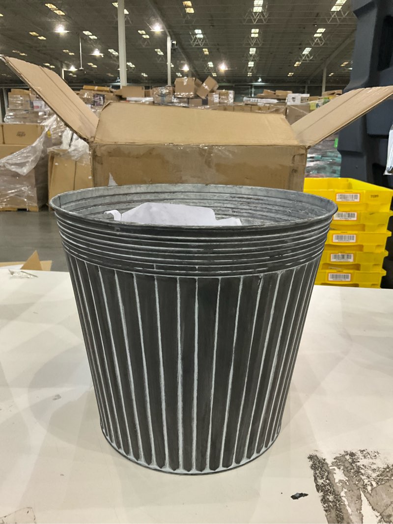 vensovo 12 Inches Silver Metal Rustic Plant Pot - 1 Pc Large Galvanized Planters with Drain Hole